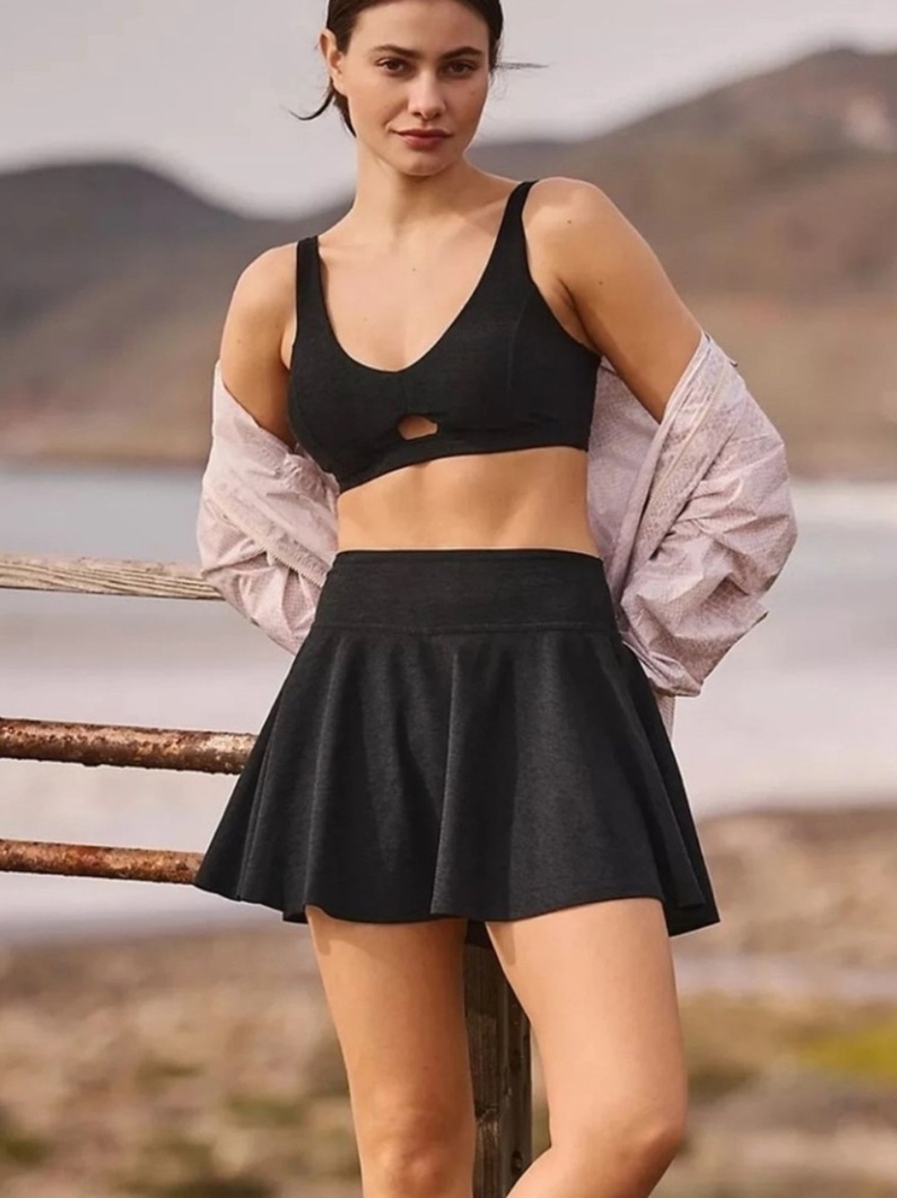 Beyond Yoga Spacedye Hot Shot Circle Skort Darkest Night Size Medium